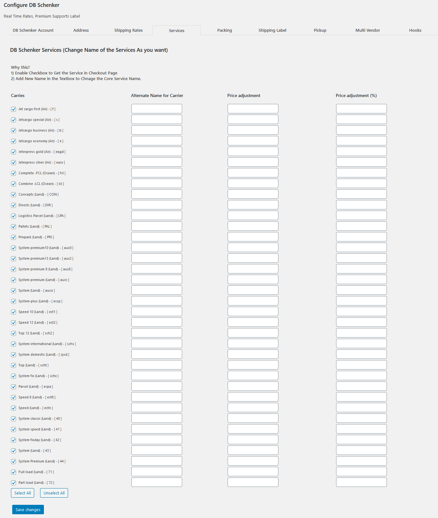 Configuration - Pickup Settings.