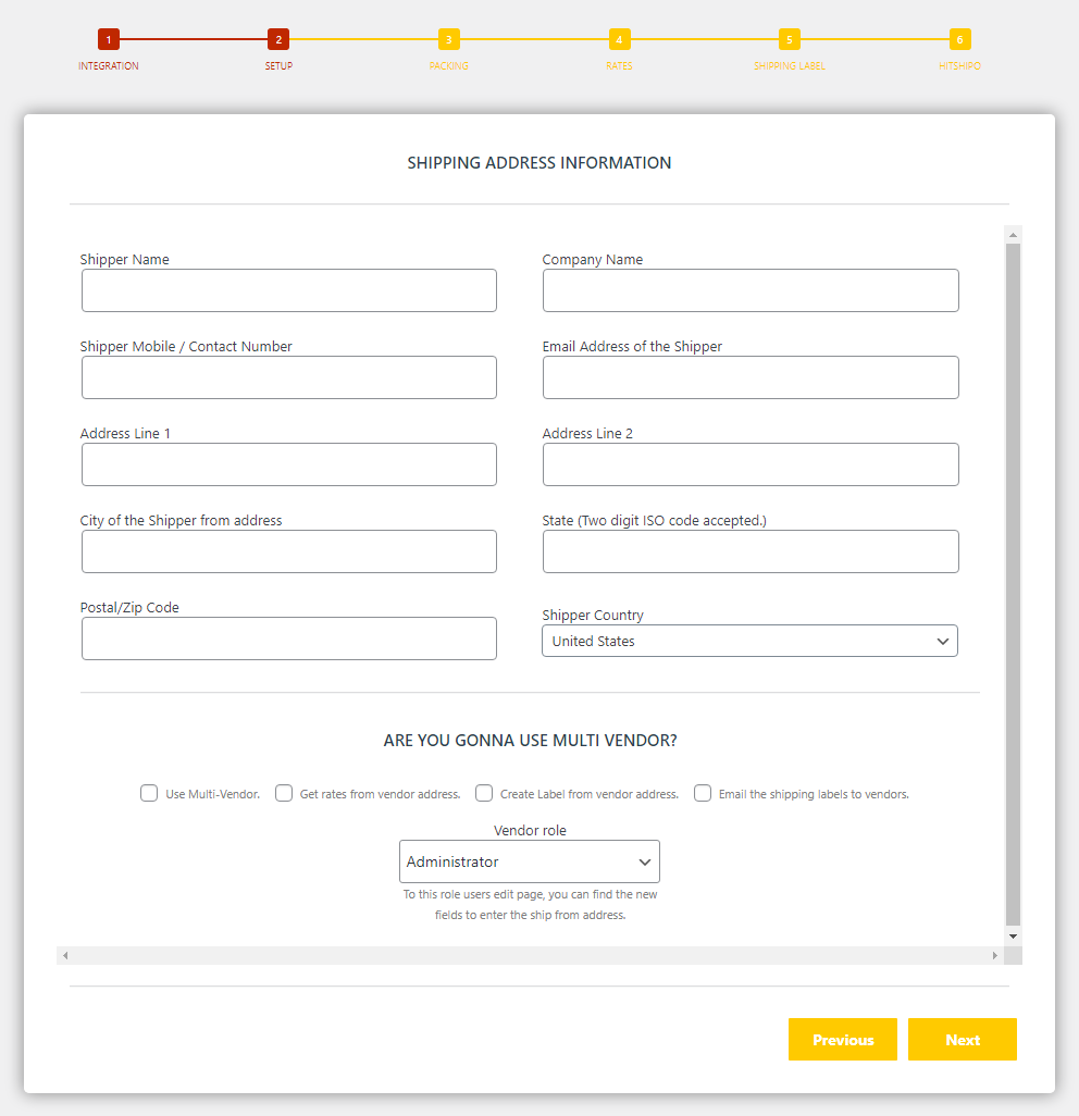 Configure Shipper Address.