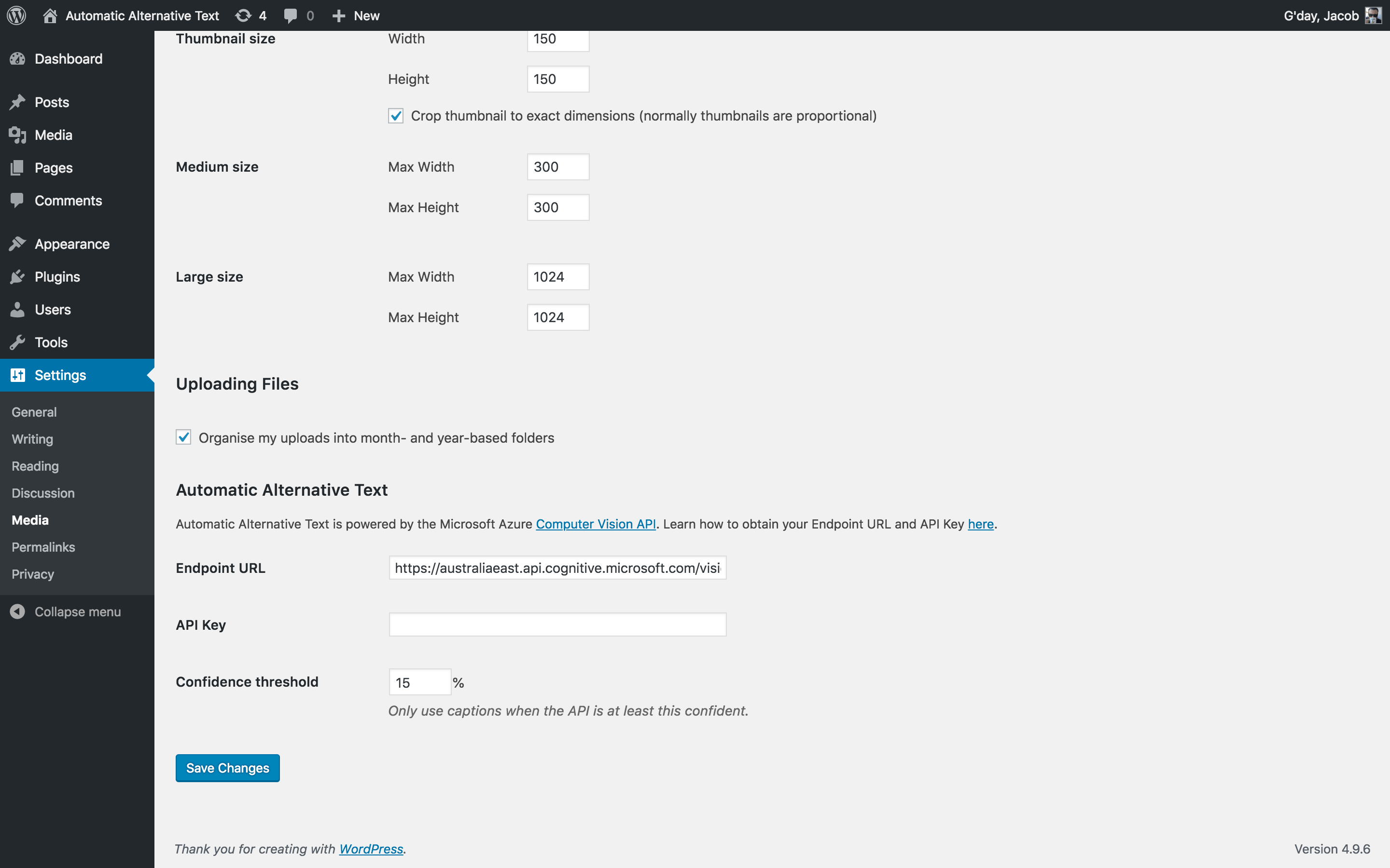 Plugin settings.