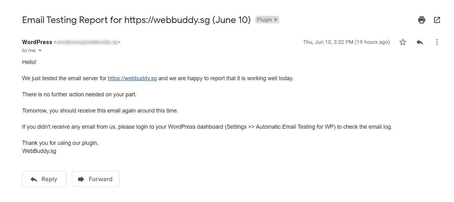 Email you will receive daily if your website email server is working!