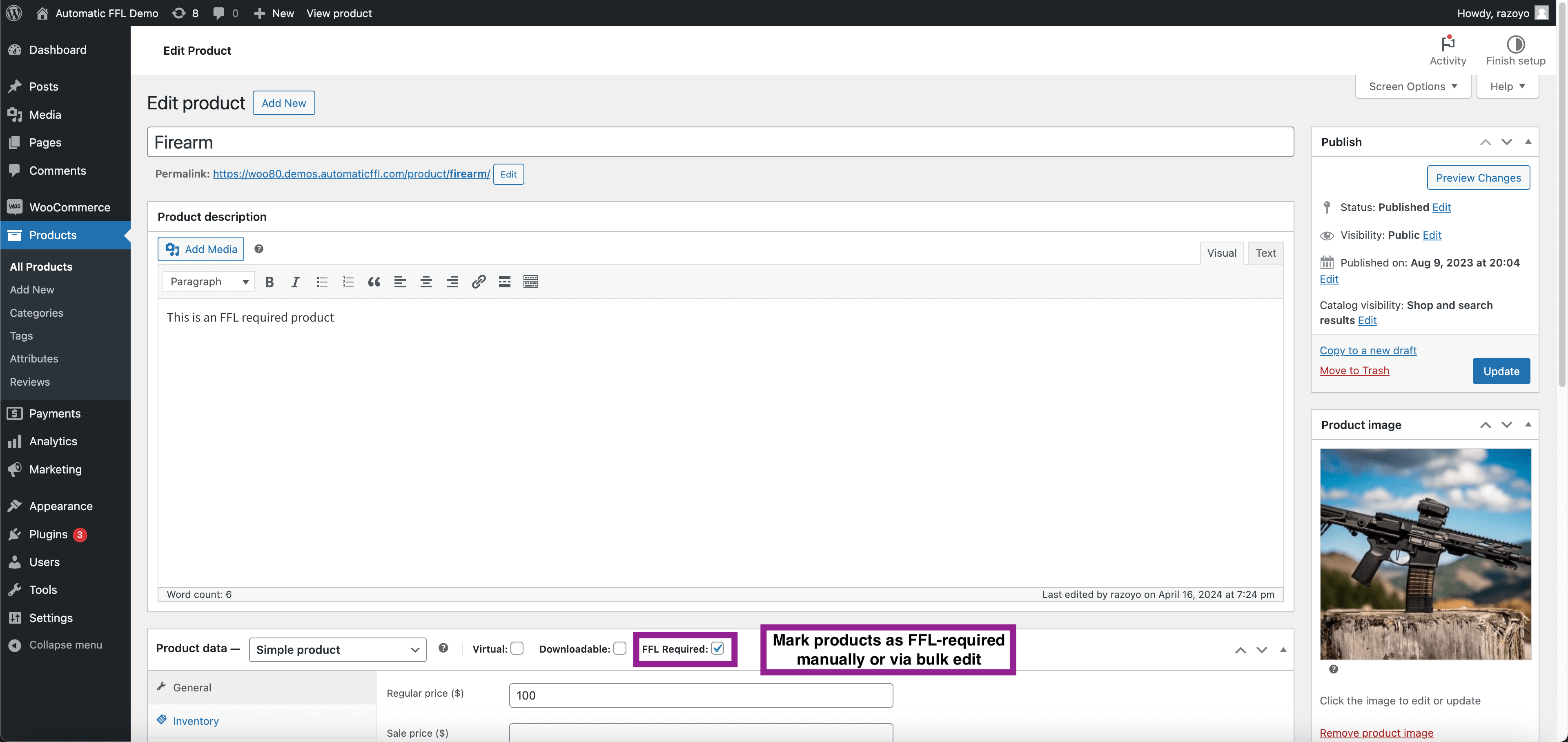FFL Fees and Business Hours config.