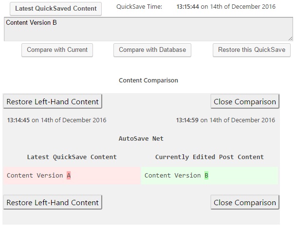 A screenshot of the QuickSave comparison box.