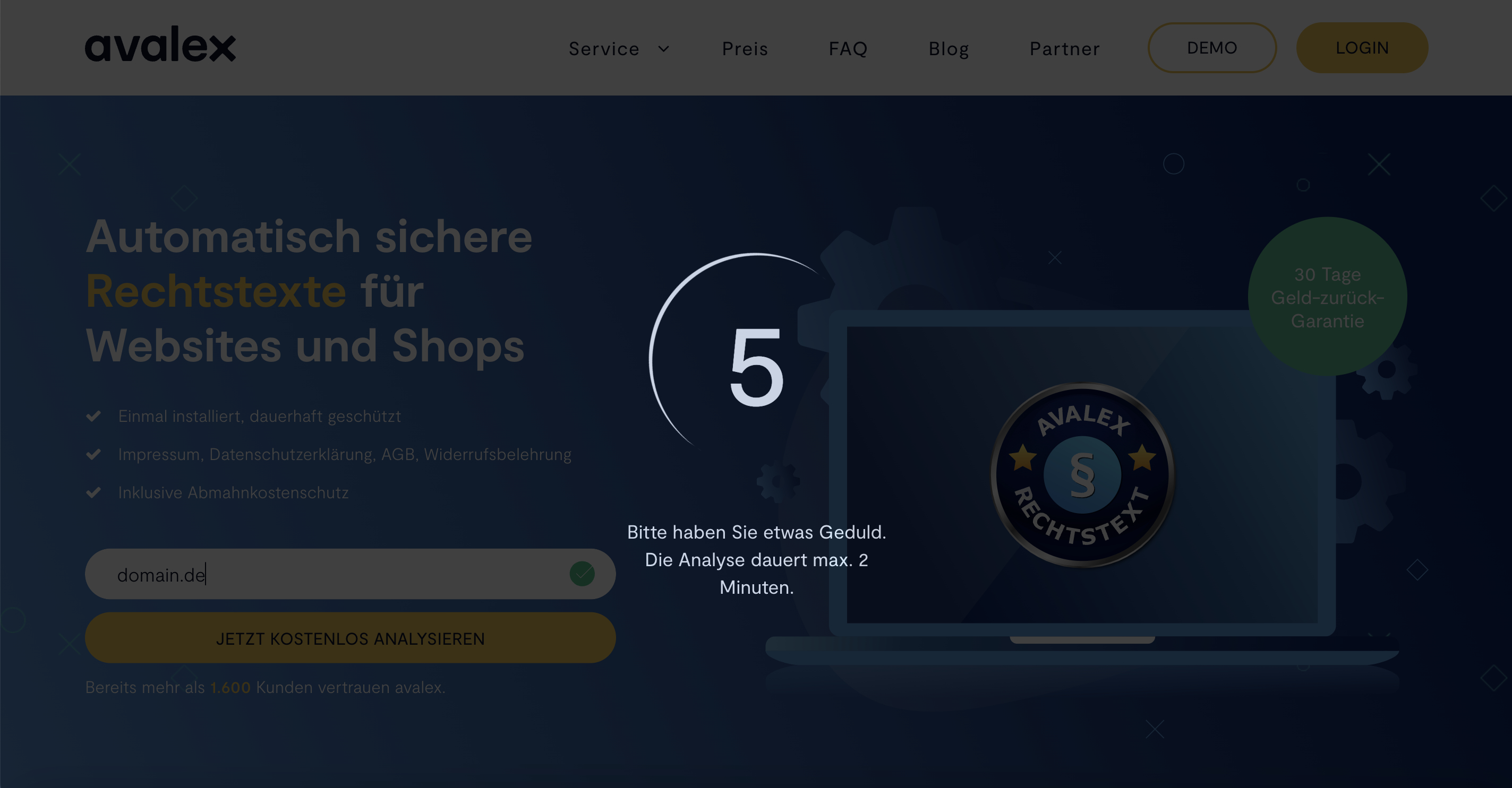 Wir zeigen an, ob avalex eingesetzt werden kann.