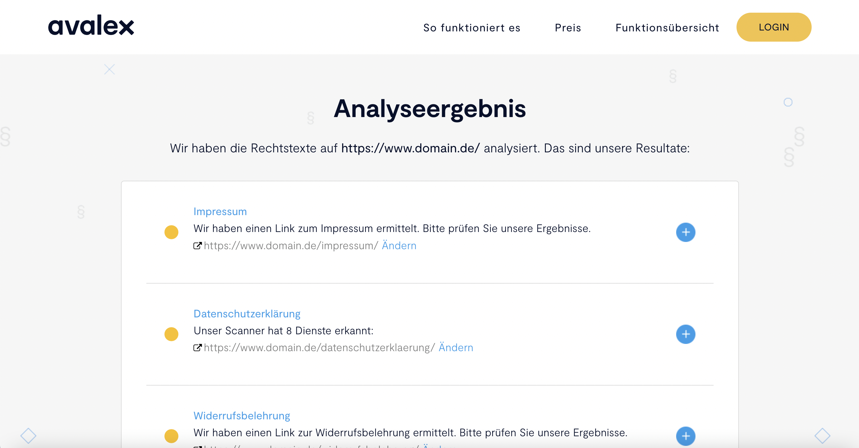 Im avalex Kundenkonto konfigurieren Sie sich passgenau zugeschnittene Rechtstexte.