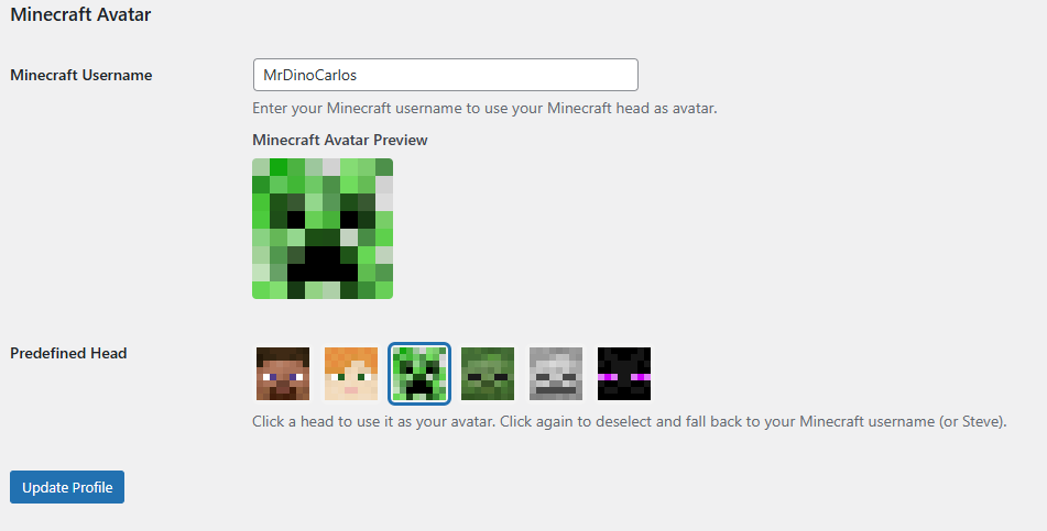 User Config - Player Default Heads