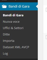 Menù del plugin