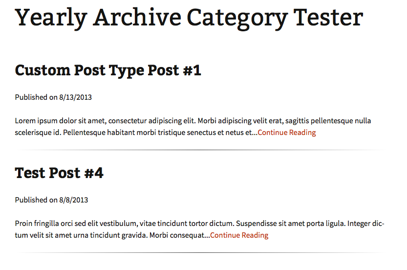 This screenshot is of the post layout you will see when using the above shortcode.