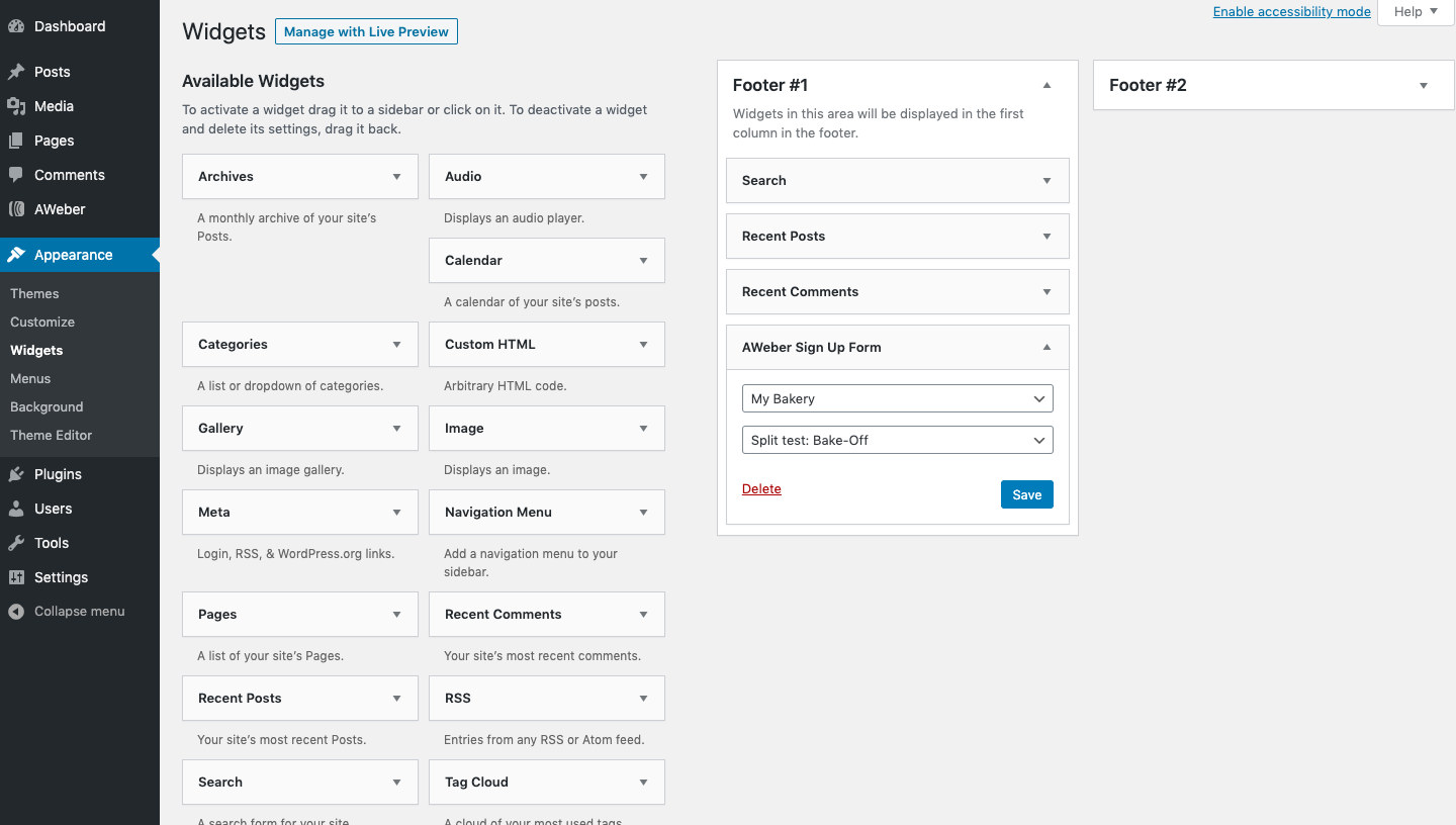 Add your sign up form to a WordPress widget area
