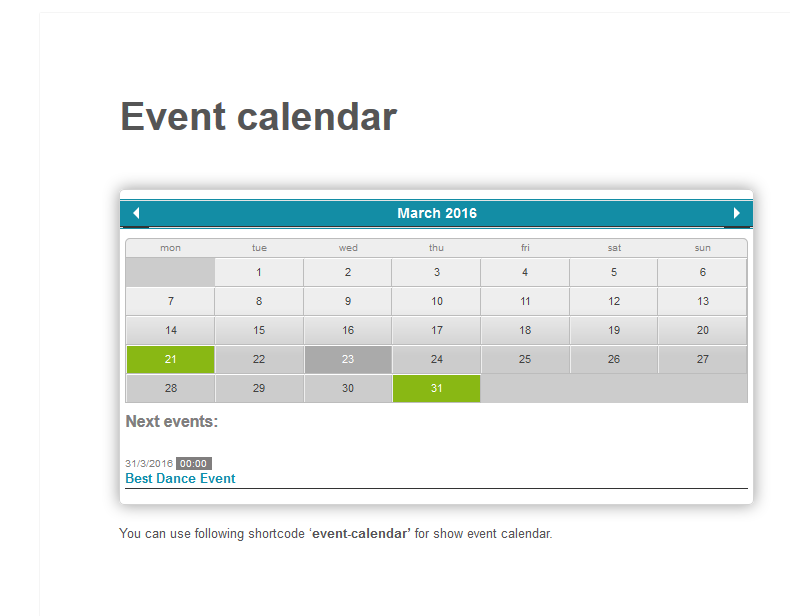 Event calendar