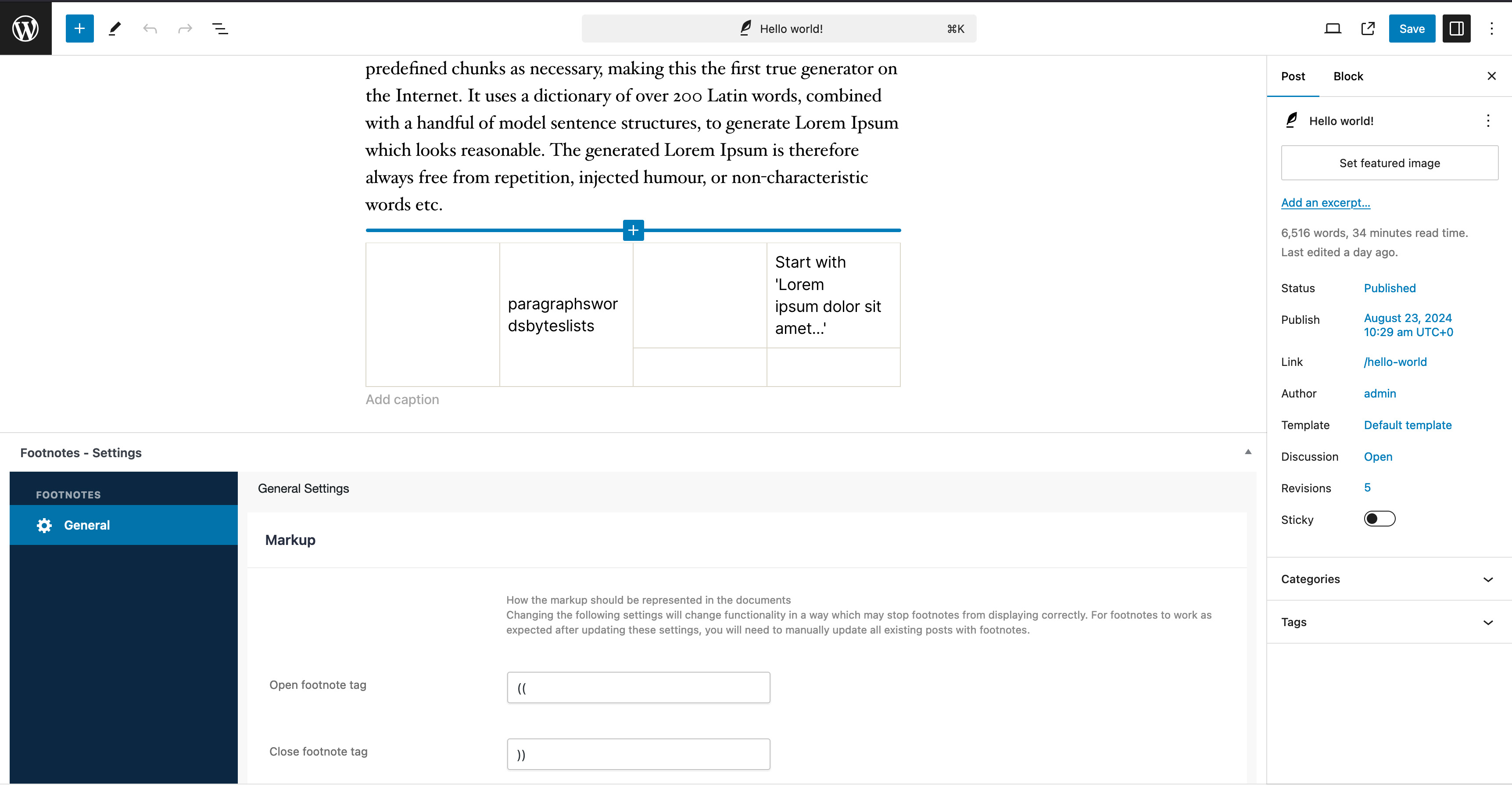 Plugin settings in Gutenberg editor