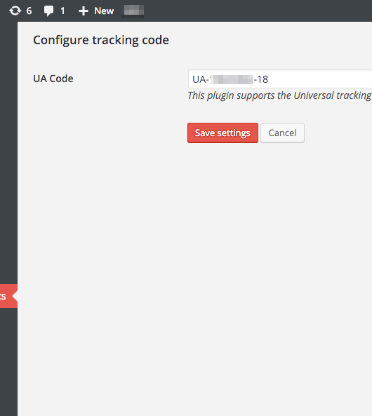 Enter the UA tracking code for Google Analytics