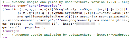 The Google Analytics tracking code is added in your frontend head