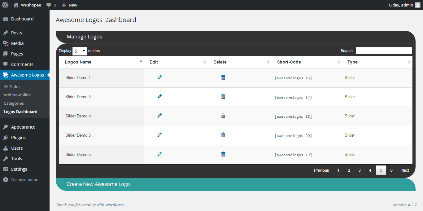 Awesome logos Dashboard