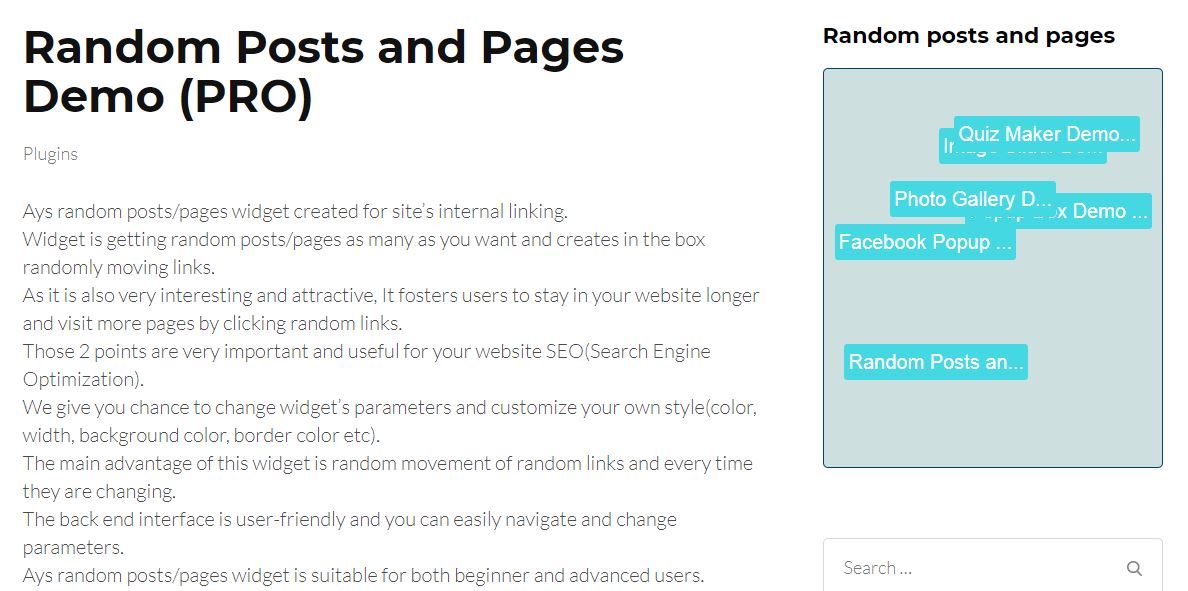 Random Posts - front end with hover image