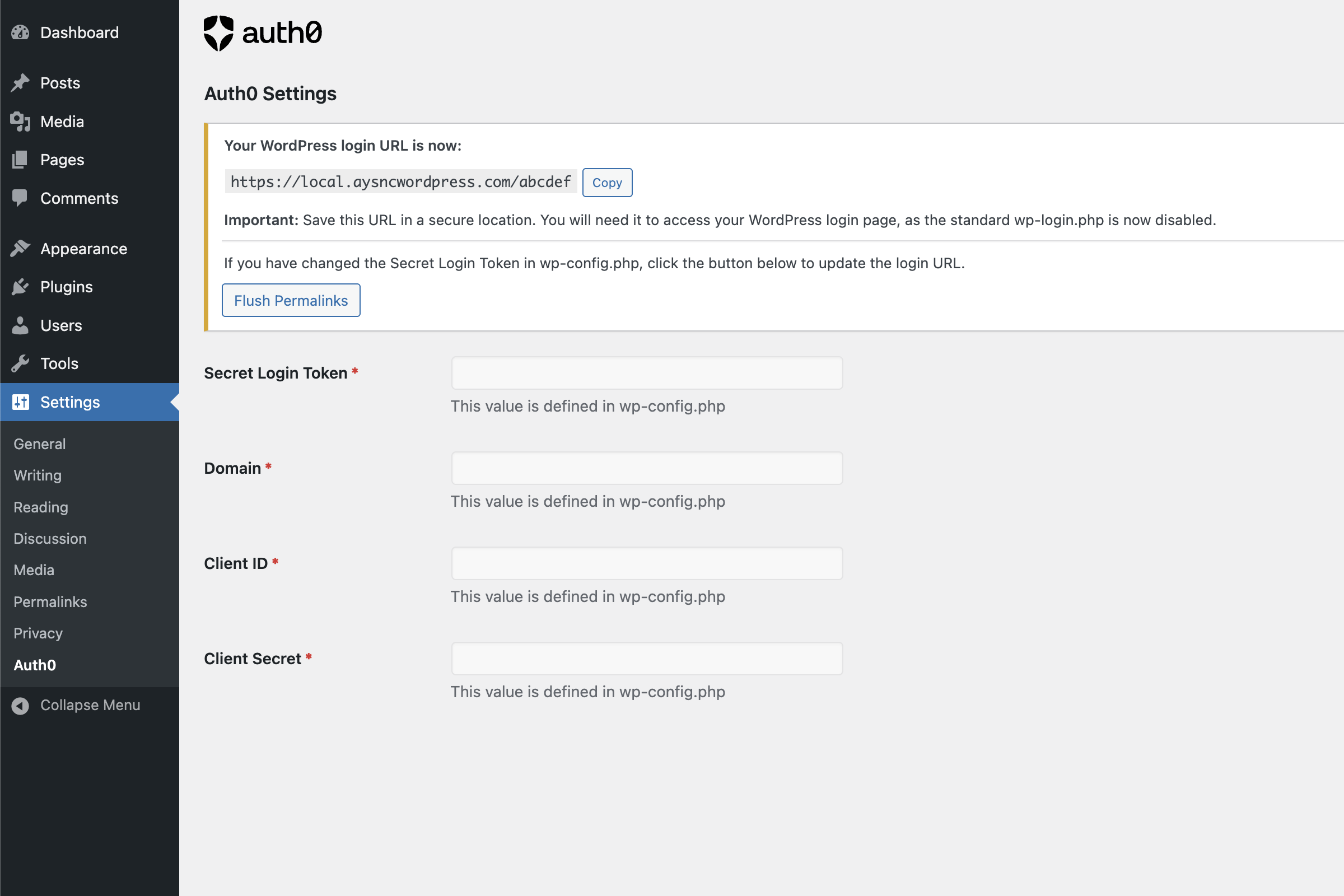 WordPress Config Settings