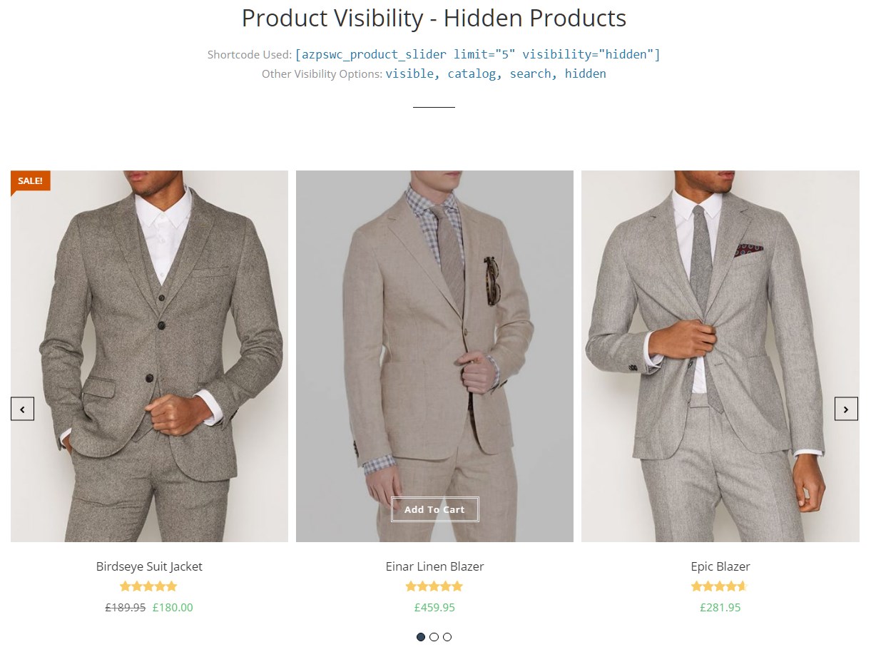 Showing the products that are hinned in shop/search results