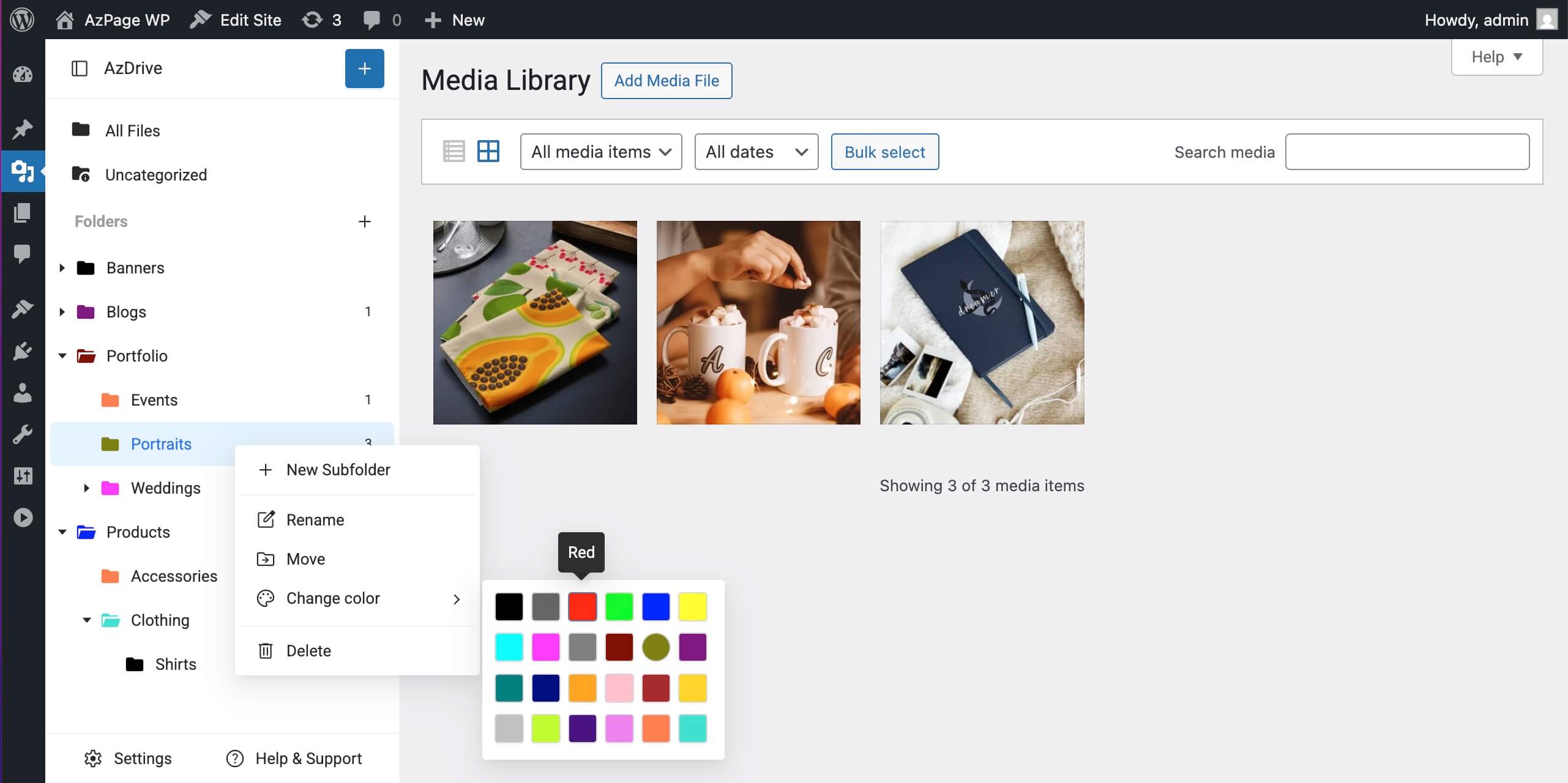 Right-click context menu with quick actions like rename, delete, and change color.