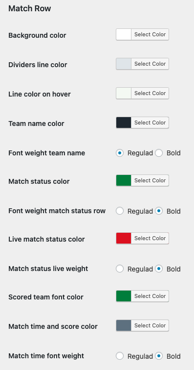 AZScore Settings (Match row)