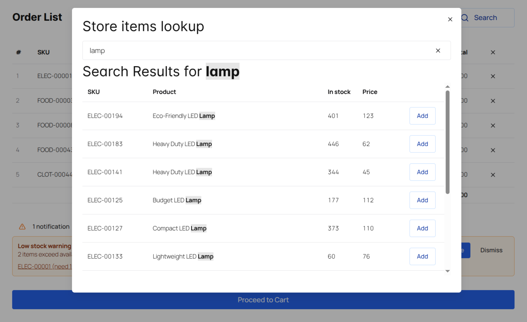 Products resolved with stock validation