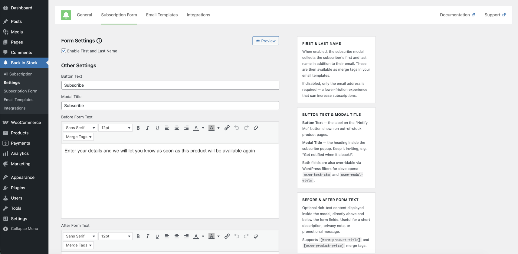 Send Test Email page