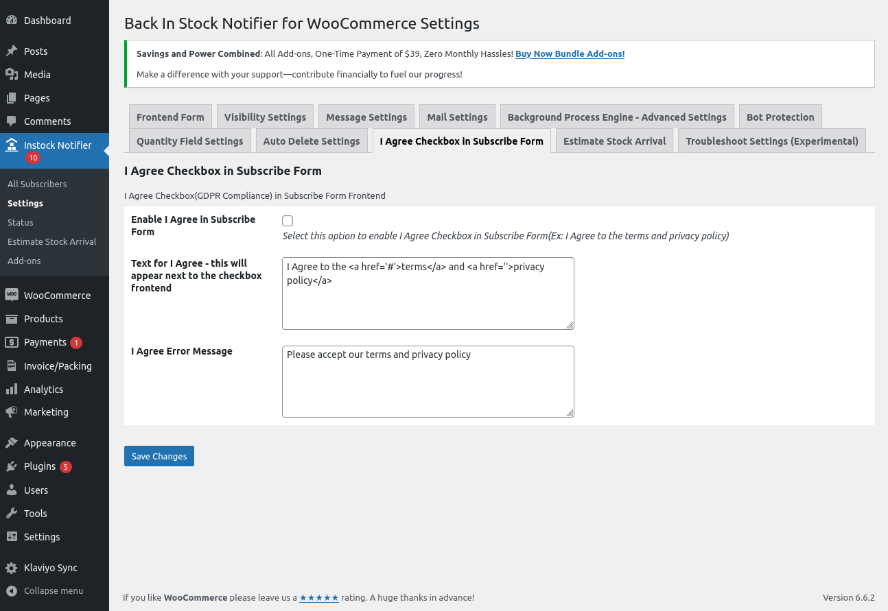 Frontend Form Settings