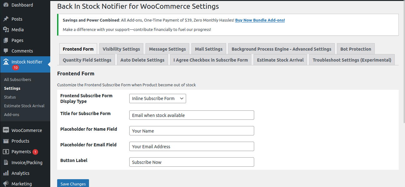 I Agree checkbox Settings
