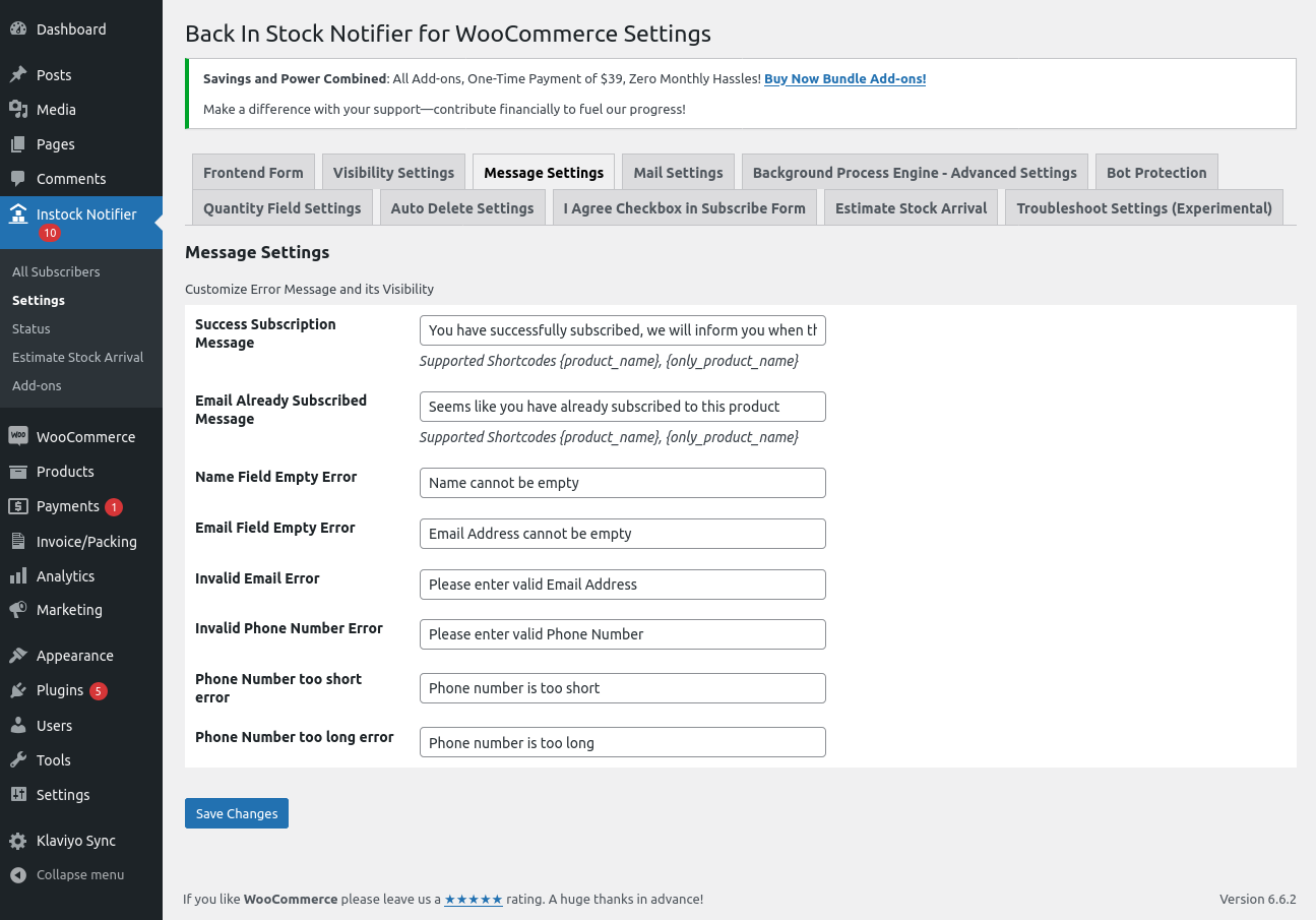 Troubleshoot Settings