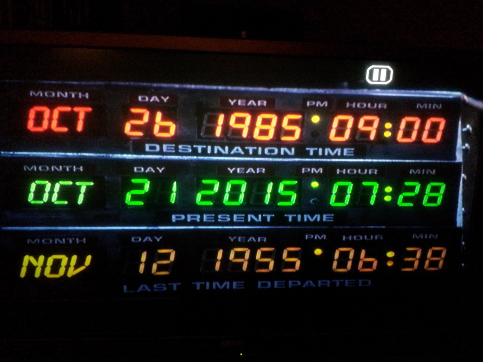 Movie image from back to the future where it shows the date of the future.