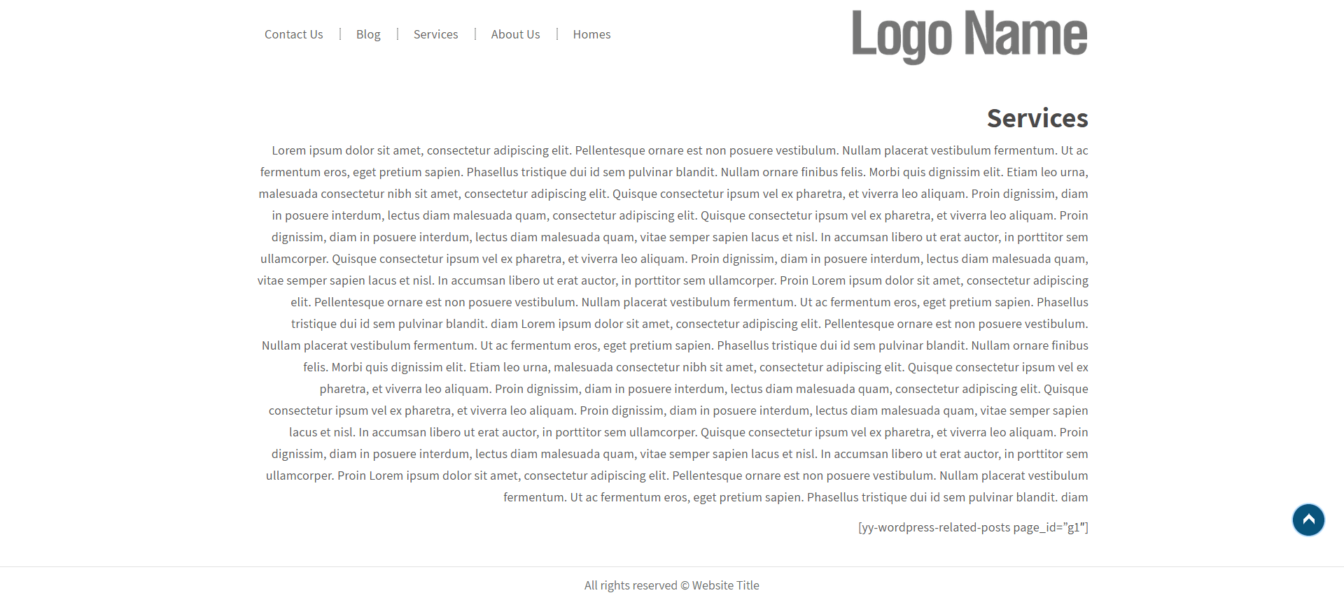 The wordpress back to the top button on the site