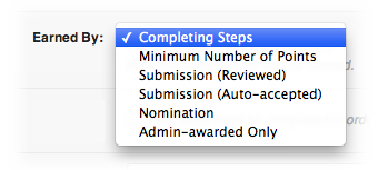 Example of multiple methods for awarding and defining achievements with BadgeOS. The BadgeStack add-on installs sample achievements using several of these types.
