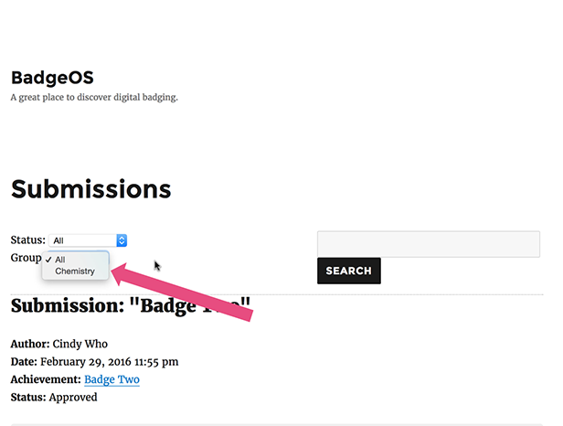 Submissions can now be filters by Group, to focus on submissions from specific schools.