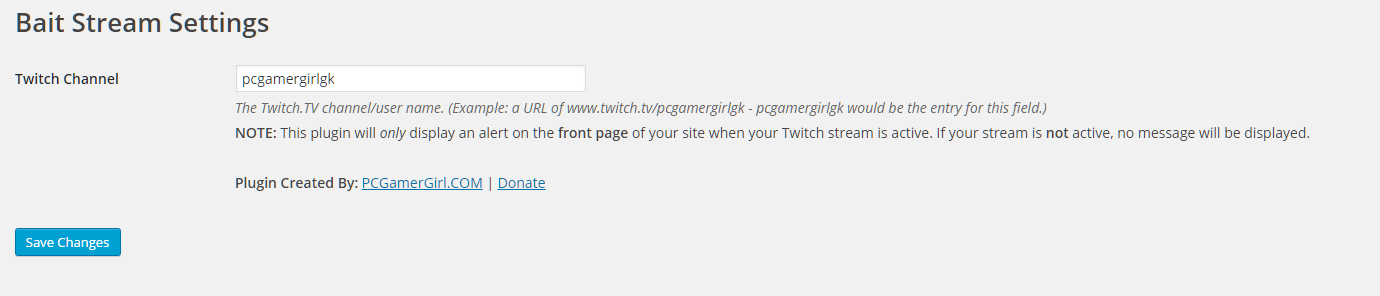 Settings - Set your Twitch channel name