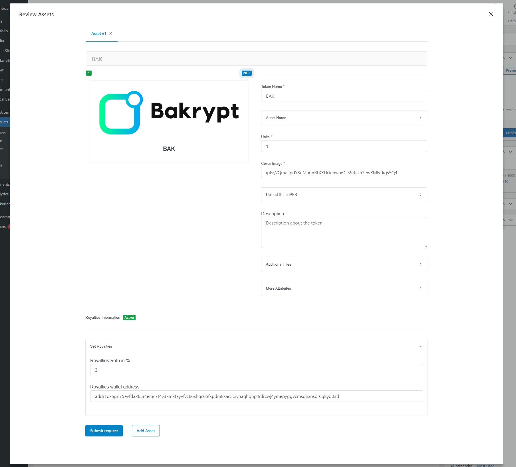 New Product View Blockchain Section