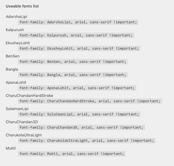 List of Useable fonts