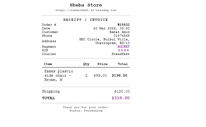 POS-style 80mm thermal receipt invoice