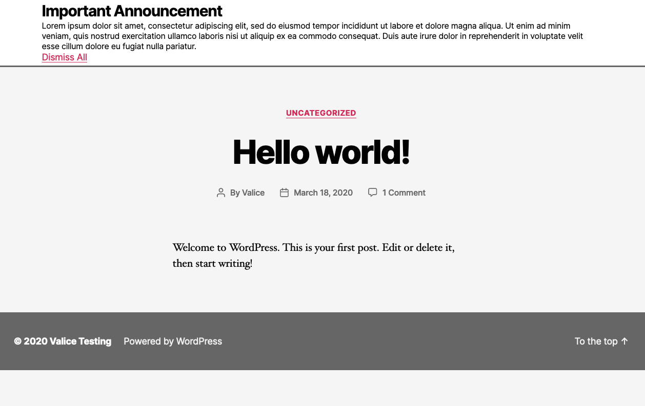 Alert on a website with a fixed header