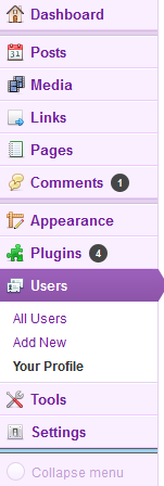 My menu with "lavender" color and "Fugue" icons