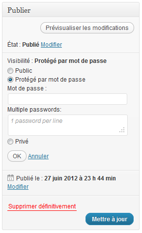 The new textarea field to add passwords.