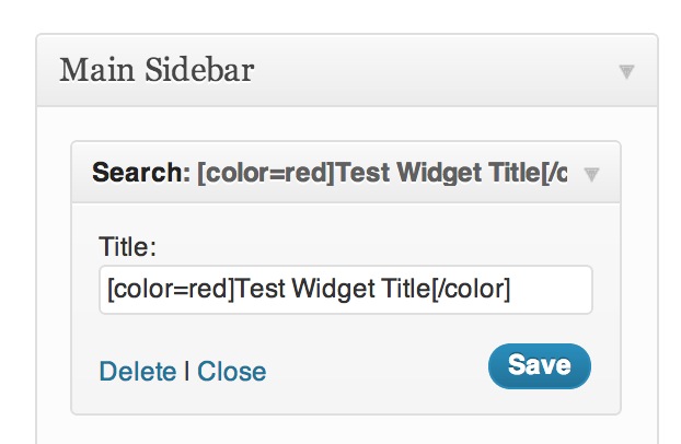 Editing a widget title with BBCode.