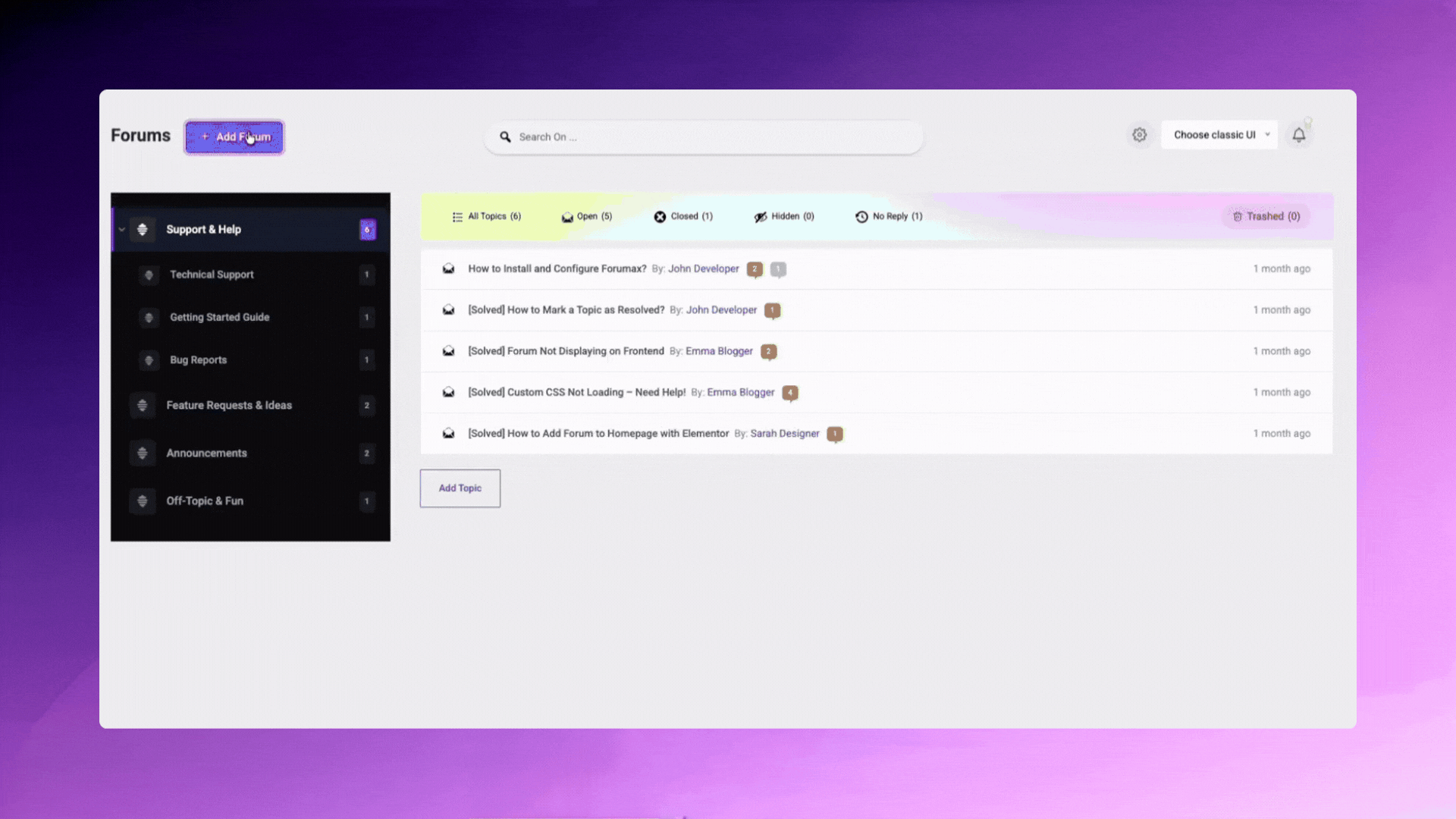 Forum Builder — Intuitive Interface for Forum Creation and Organization