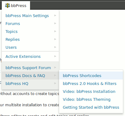 bbPress Admin Bar Addition in action - second level - resources: documentation stuff