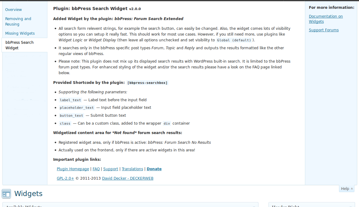 bbPress Search Widget: plugin help tab system. ([Click here for larger version of screenshot](https://www.dropbox.com/s/pi1yz1geth0c5cm/screenshot-6.png))