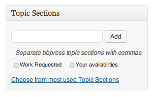 Topic Sections box when editing a forum backend