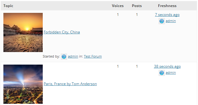 Forum topic view with thumbnails.