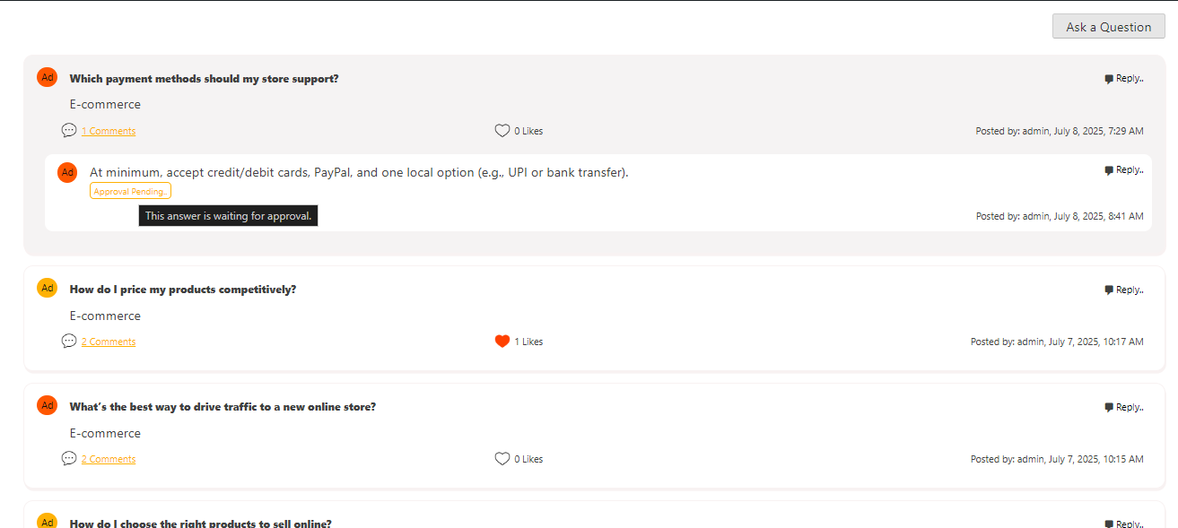 Topics frontend layout