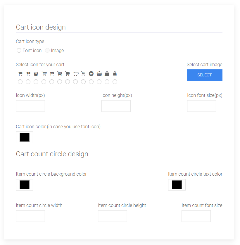 WooCommerce menu cart design selection