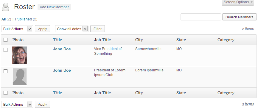 The new fields added to the roster admin page
