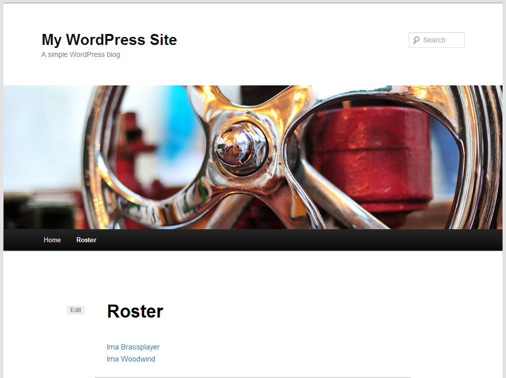 Sample output of a roster listing