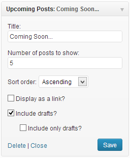 The configuration options