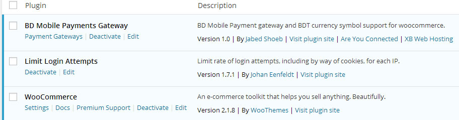 Installed plugin